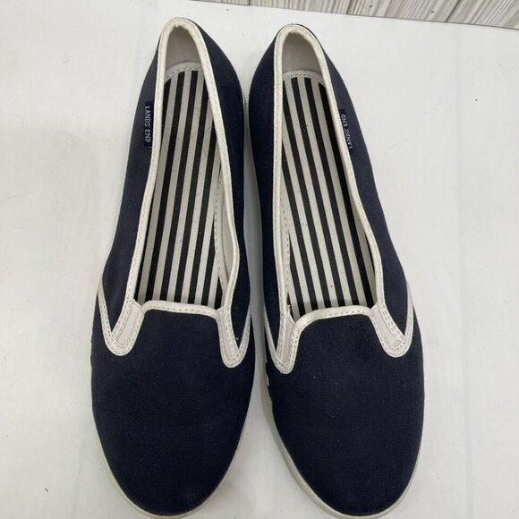 Lands End Womens Blue Slip On Loafer Canvas Comfort Flats 361804 Sz 9M - Picture 3 of 11